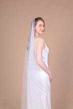 Load image into Gallery viewer, GRACE - one layer chapel length scattered pearl wedding veil
