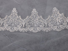Load image into Gallery viewer, EVELYN - single layer floor length lace edged mantilla veil
