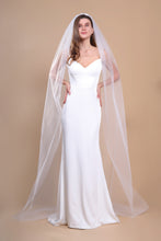 Load image into Gallery viewer, AVA - one layer chapel length wedding veil with plain cut edge
