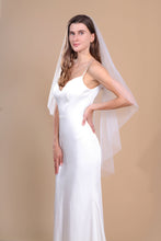 Load image into Gallery viewer, ISABELLA - one layer fingertip length barely-there cut veil in Italian style tulle
