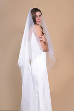 Load image into Gallery viewer, LUNA - two layer cathedral length veil with a simple edge finish

