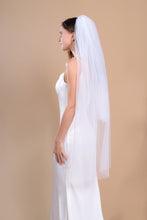 Load image into Gallery viewer, CAMILLA - two-tier layer fingertip length veil with a simple square cut edge
