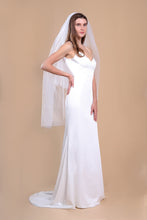 Load image into Gallery viewer, CAMILLA - two-tier layer fingertip length veil with a simple square cut edge
